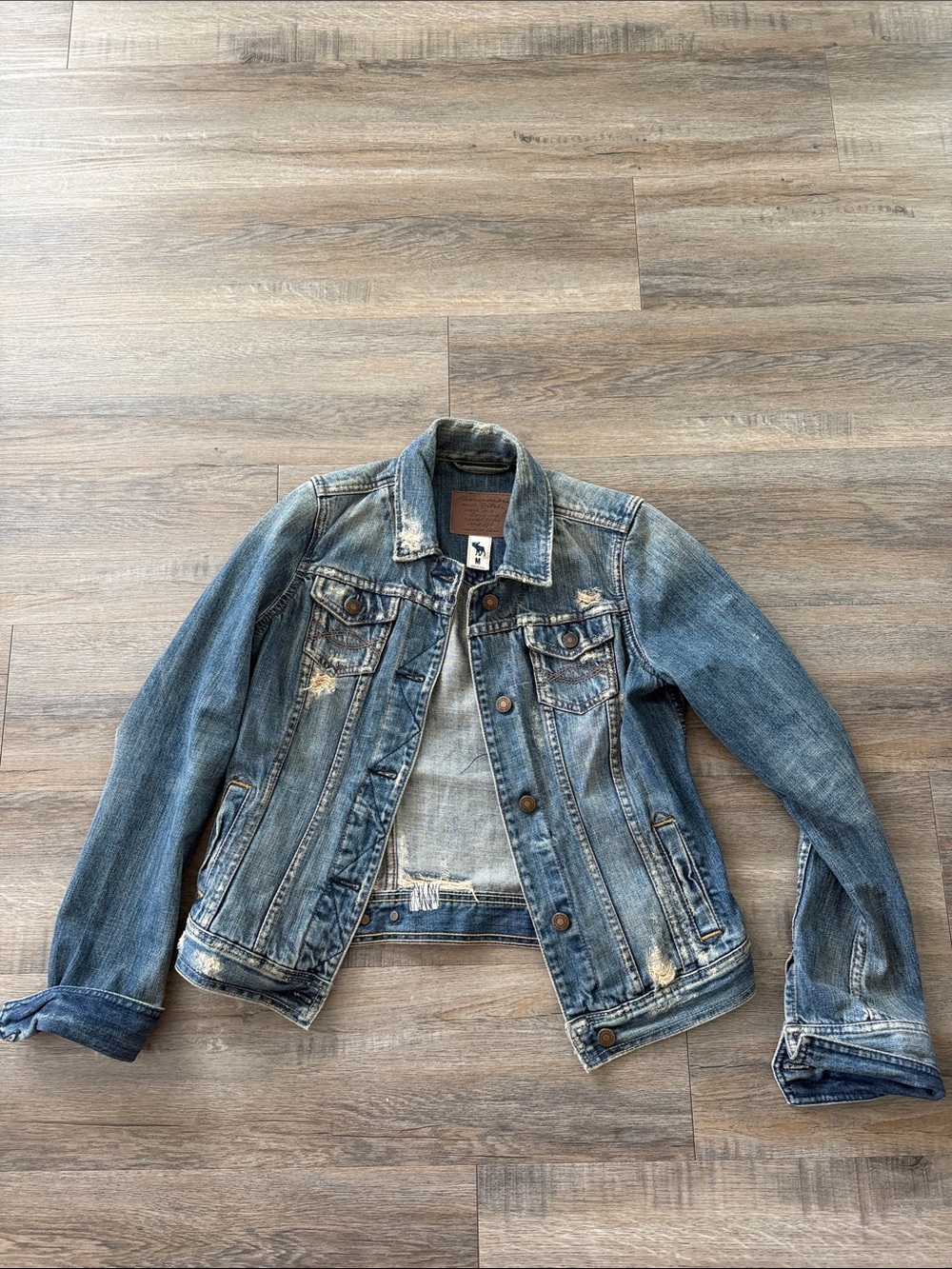 Abercrombie & Fitch Distressed Light Blue Denim Jacket